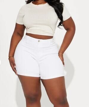 Fashion Nova No Muffin Top White Denim Shorts Size 14 NEW NWT Stretch